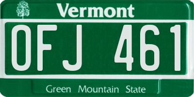 VT license plate OFJ461