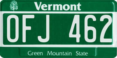 VT license plate OFJ462