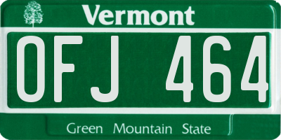 VT license plate OFJ464