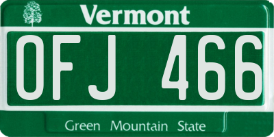 VT license plate OFJ466