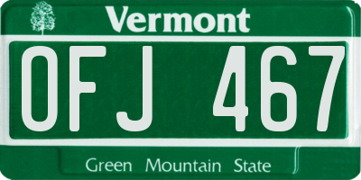 VT license plate OFJ467