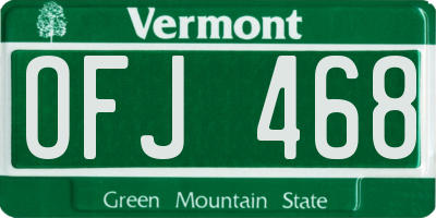 VT license plate OFJ468