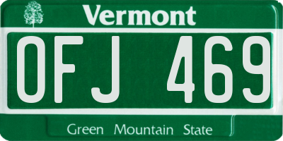 VT license plate OFJ469