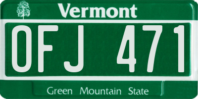 VT license plate OFJ471