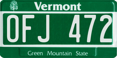 VT license plate OFJ472