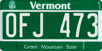 VT license plate OFJ473
