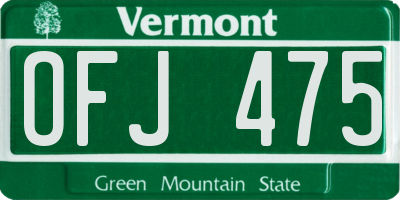 VT license plate OFJ475