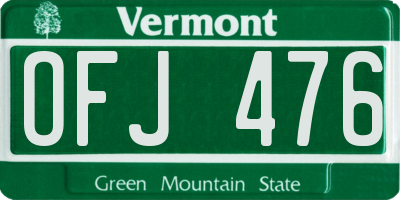 VT license plate OFJ476