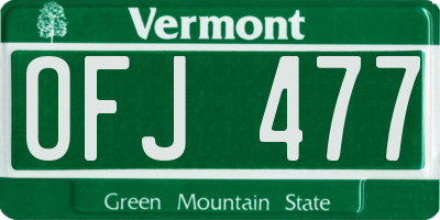 VT license plate OFJ477