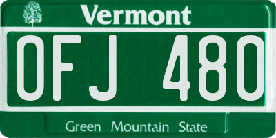 VT license plate OFJ480