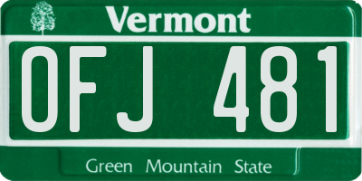 VT license plate OFJ481