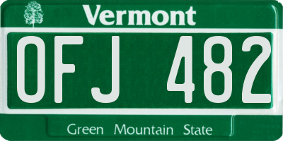 VT license plate OFJ482