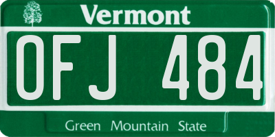 VT license plate OFJ484