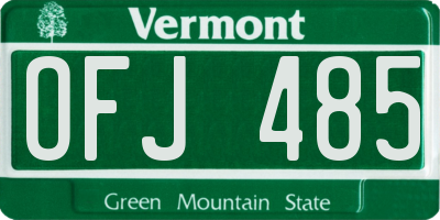 VT license plate OFJ485