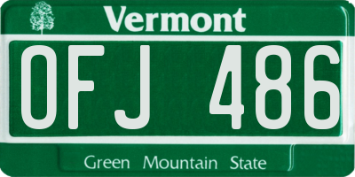 VT license plate OFJ486