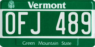 VT license plate OFJ489