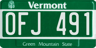VT license plate OFJ491