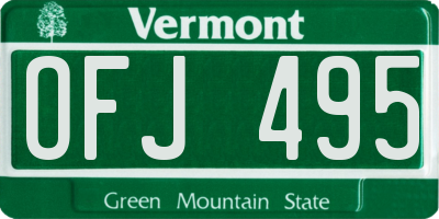 VT license plate OFJ495