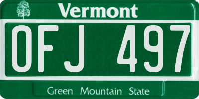 VT license plate OFJ497