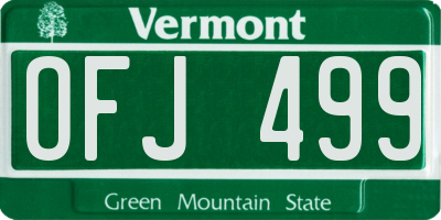 VT license plate OFJ499