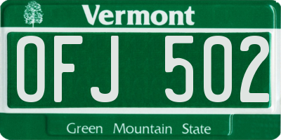 VT license plate OFJ502