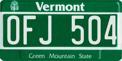 VT license plate OFJ504