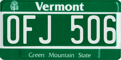 VT license plate OFJ506