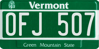 VT license plate OFJ507
