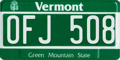 VT license plate OFJ508