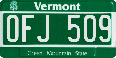 VT license plate OFJ509