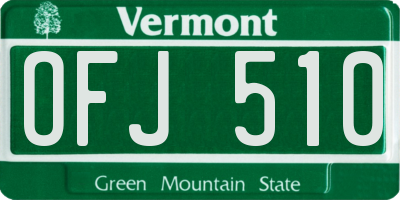 VT license plate OFJ510
