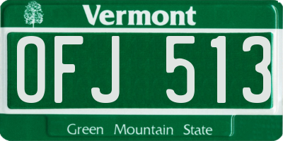 VT license plate OFJ513