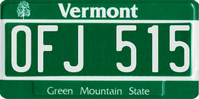 VT license plate OFJ515