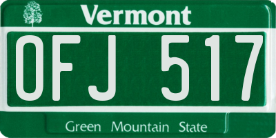 VT license plate OFJ517