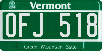 VT license plate OFJ518