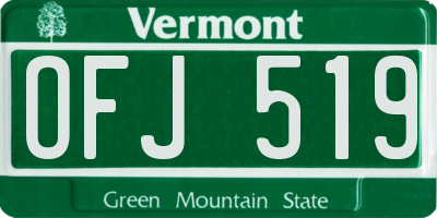 VT license plate OFJ519