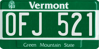 VT license plate OFJ521