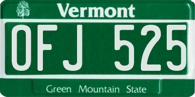 VT license plate OFJ525
