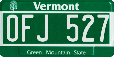 VT license plate OFJ527