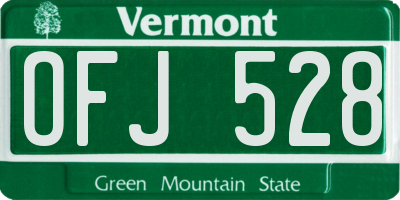 VT license plate OFJ528