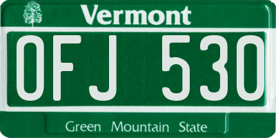 VT license plate OFJ530