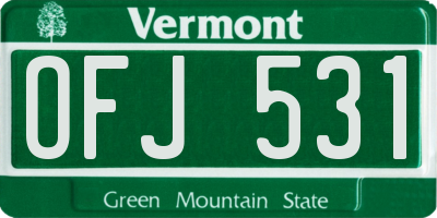 VT license plate OFJ531