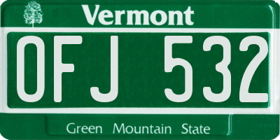 VT license plate OFJ532