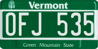 VT license plate OFJ535