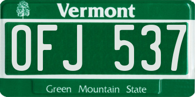 VT license plate OFJ537