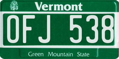 VT license plate OFJ538