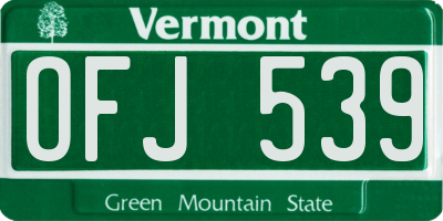 VT license plate OFJ539