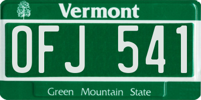 VT license plate OFJ541