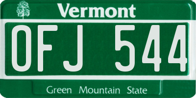 VT license plate OFJ544