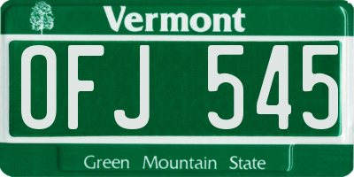 VT license plate OFJ545